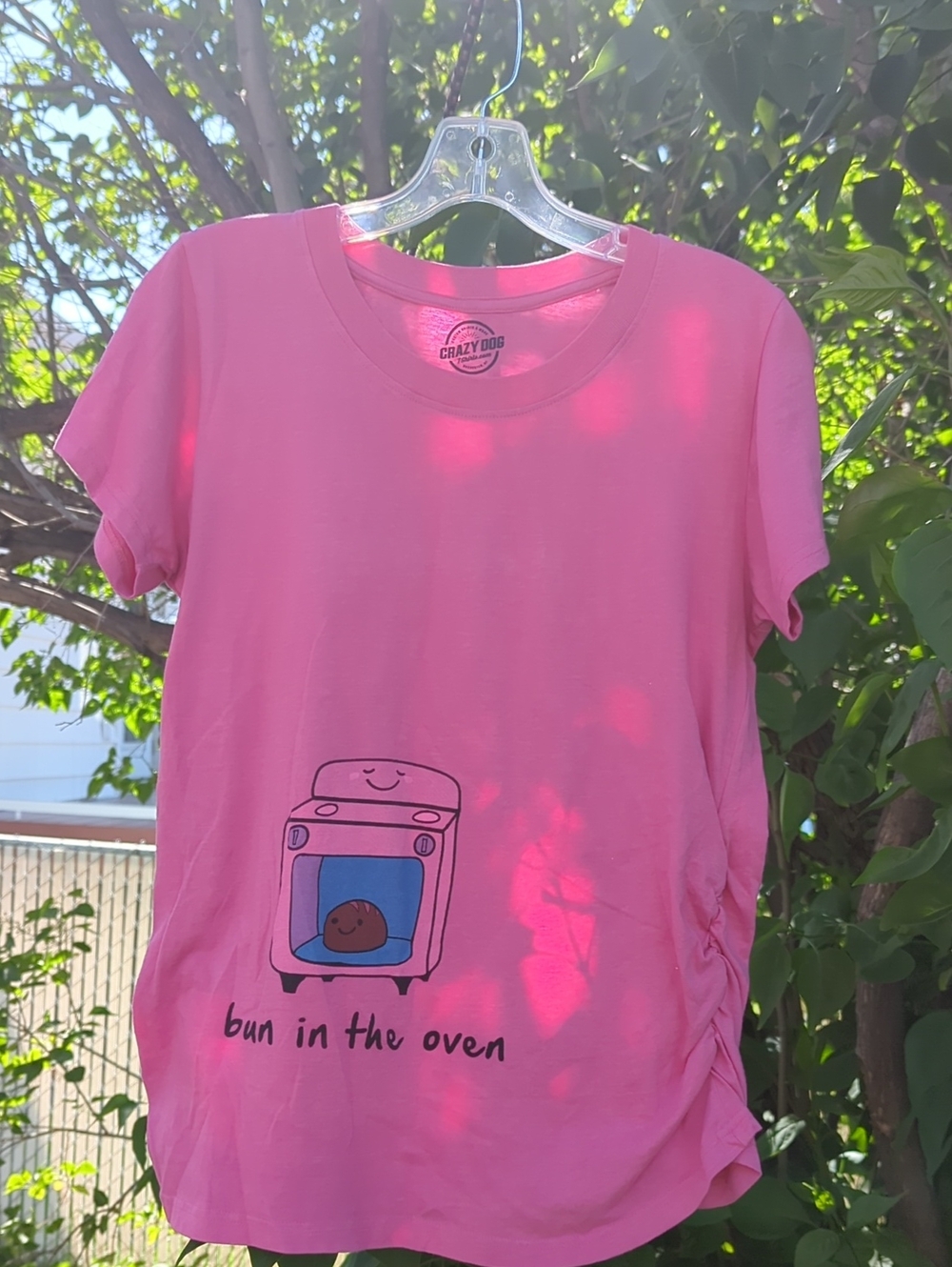 Crazy Dog Pink "Bun in the Oven" Maternity Tee